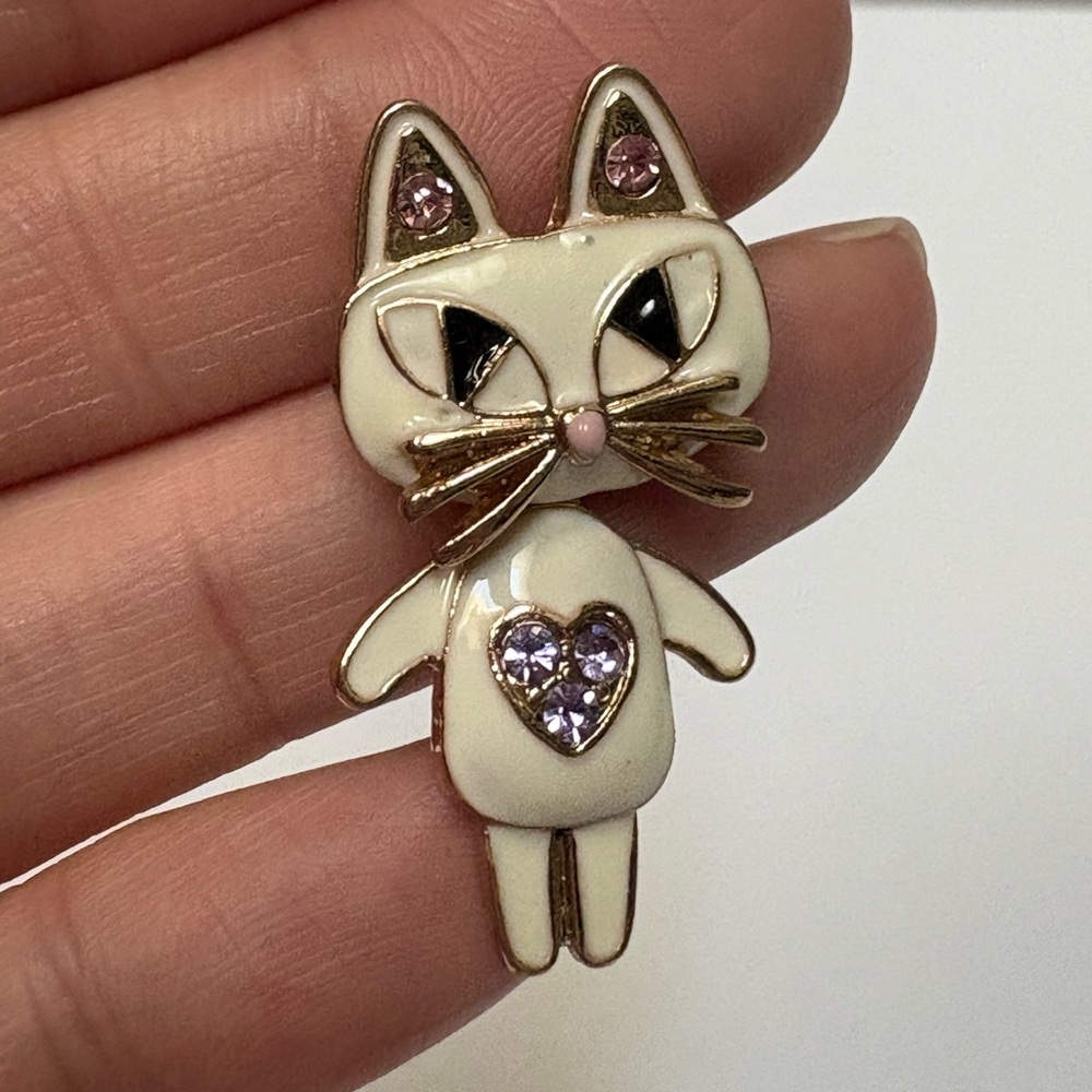 Cute Cat Earrings with Pink and Cream Accents